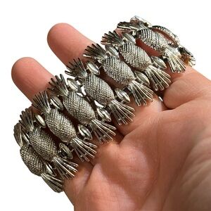 Vintage 1962 Sarah Coventry Simply Elegant Pineapple Link Bracelet Silver Tone